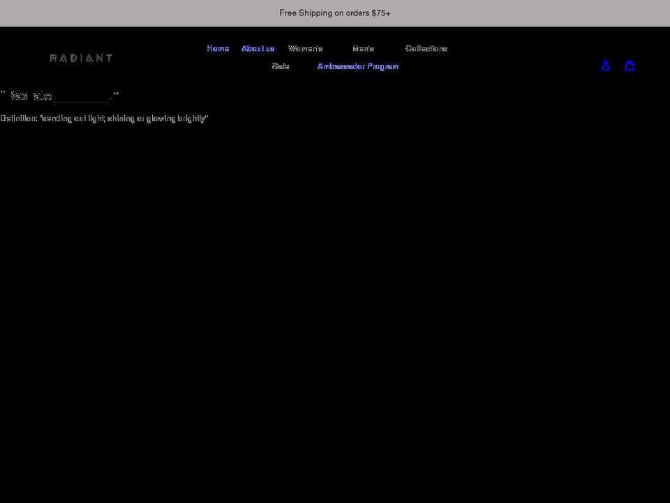 radiantathletica.com shopify website screenshot
