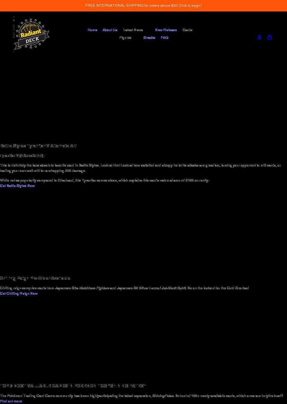 radiantdeck.com shopify website screenshot