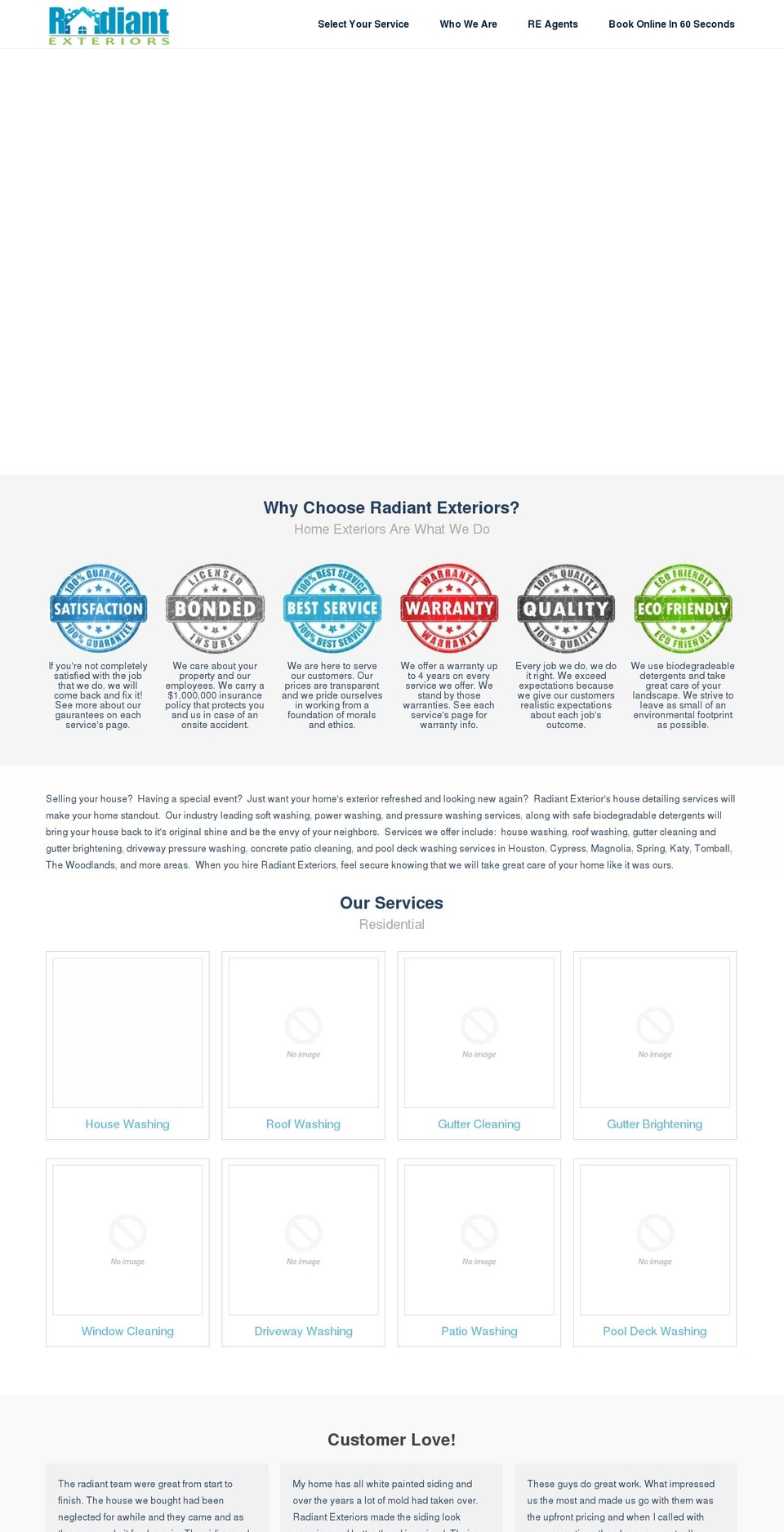 radiantexteriors.com — Shopify storefront screenshot