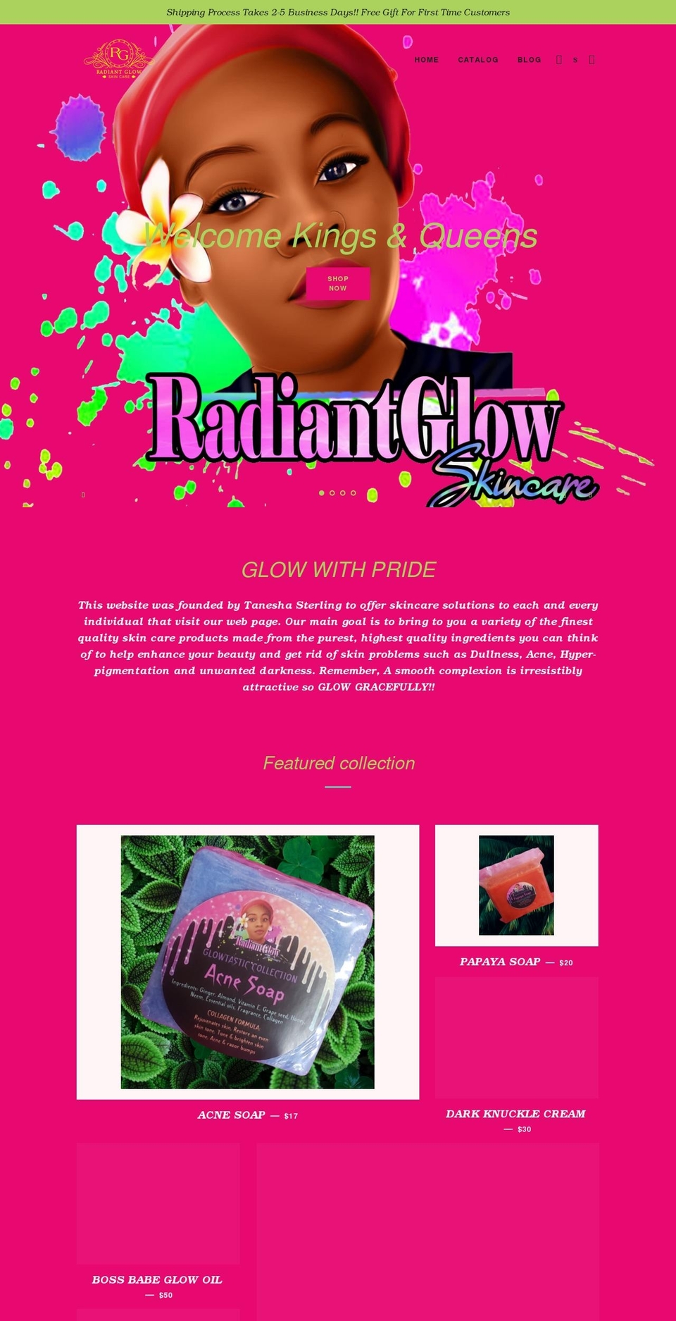 radiantglowskincare.com shopify website screenshot