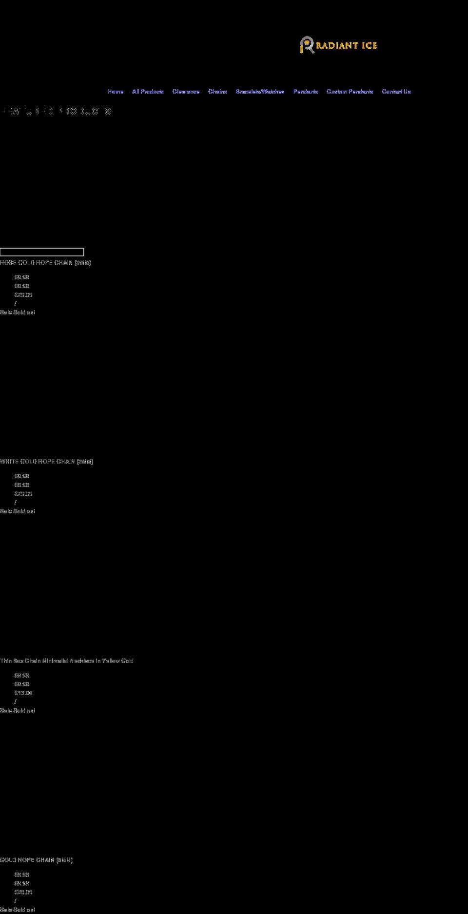 radiantice.com shopify website screenshot