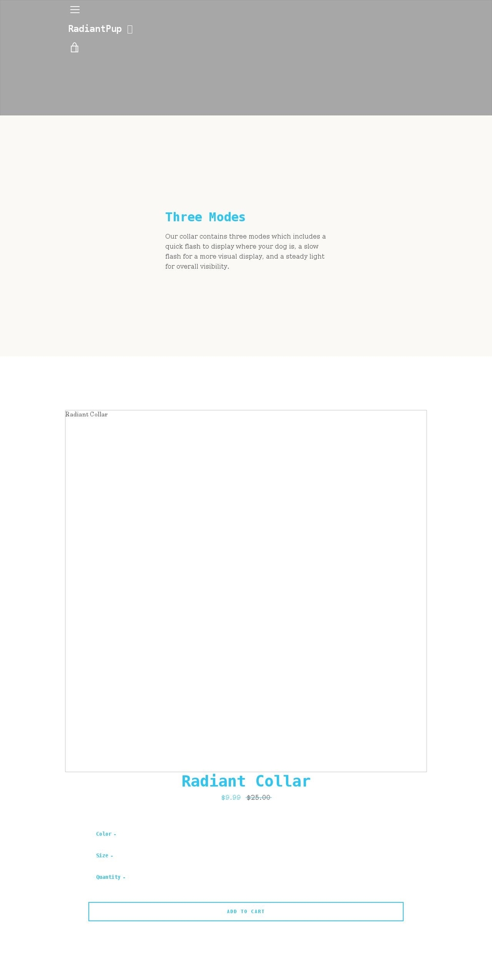 radiantpup.com shopify website screenshot