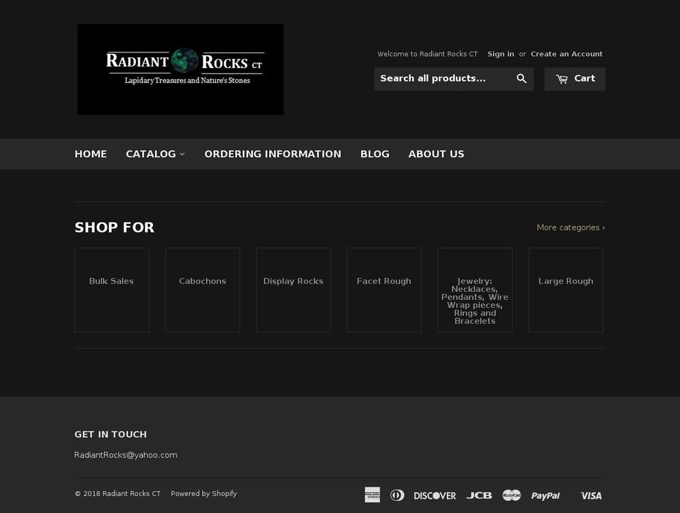 radiantrocksct.com — Shopify storefront screenshot