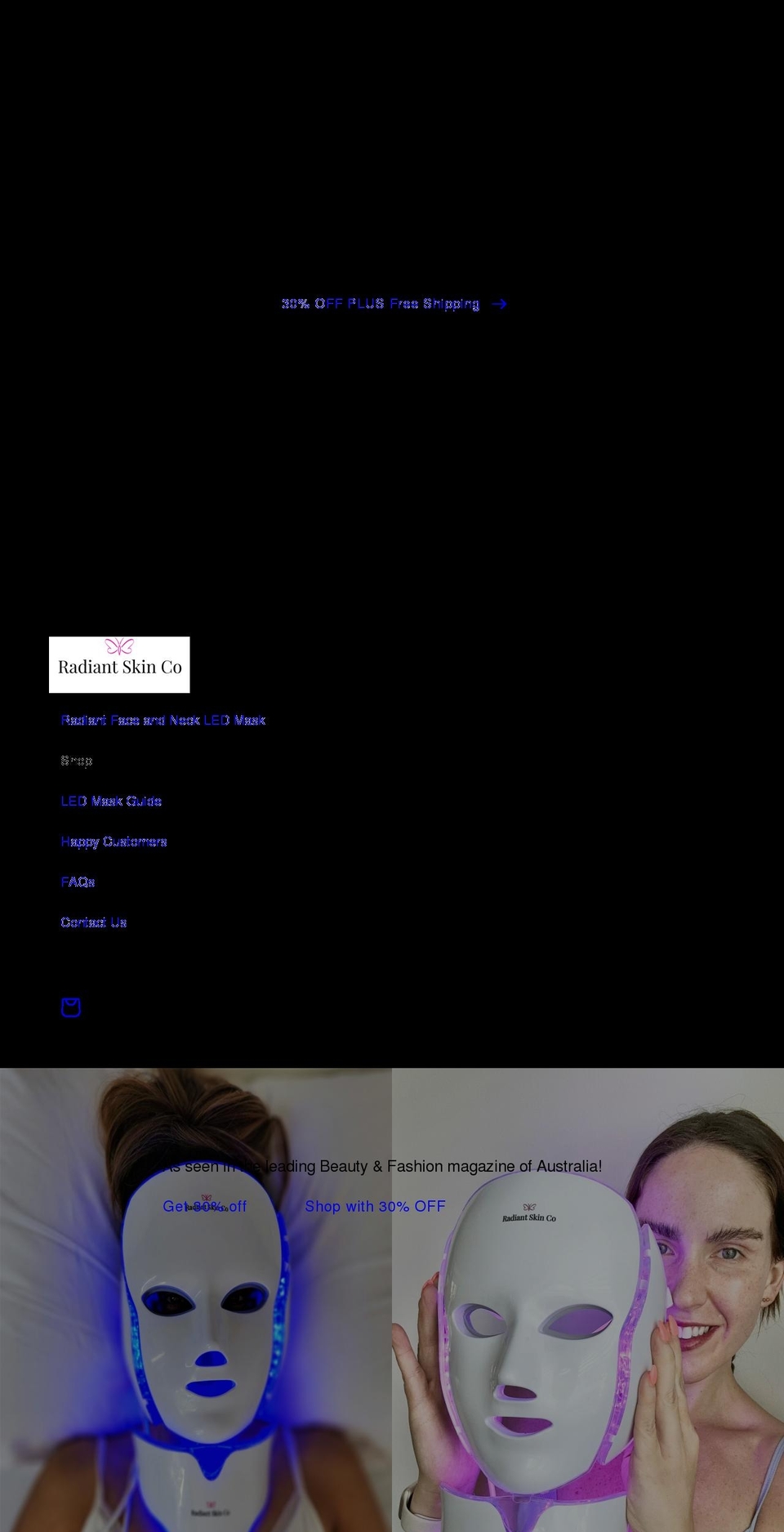 radiantskinco.com shopify website screenshot