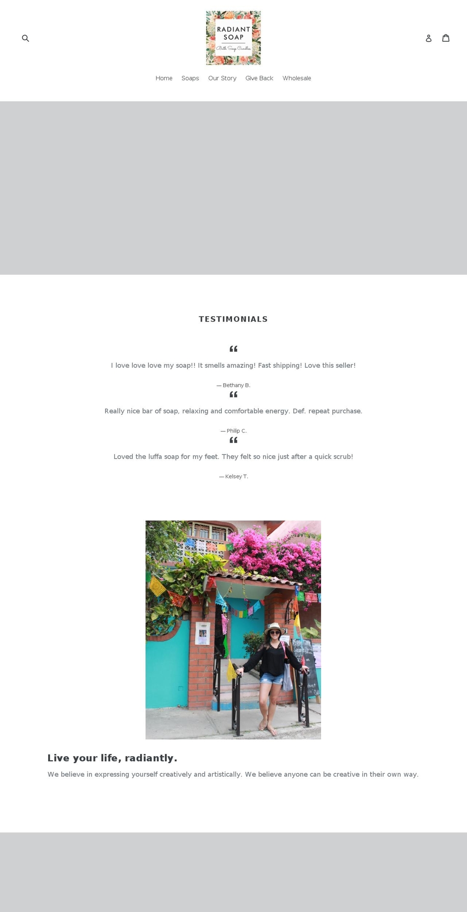 radiantsoaps.com — Shopify storefront screenshot
