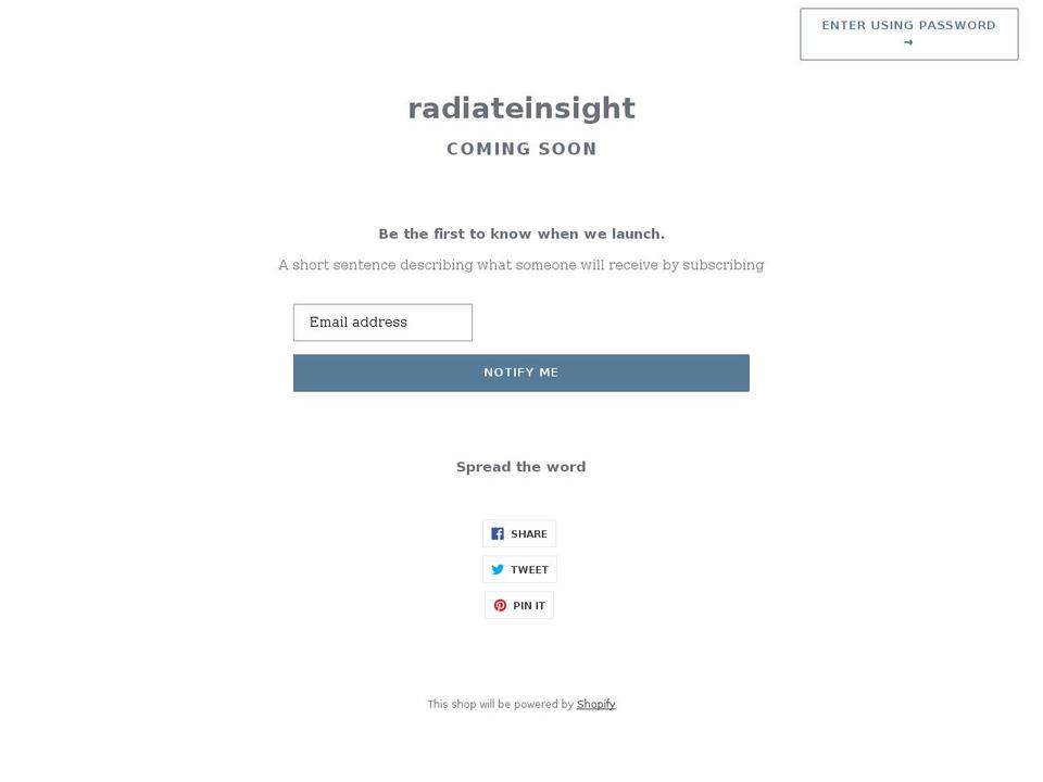radiateinsight.com shopify website screenshot