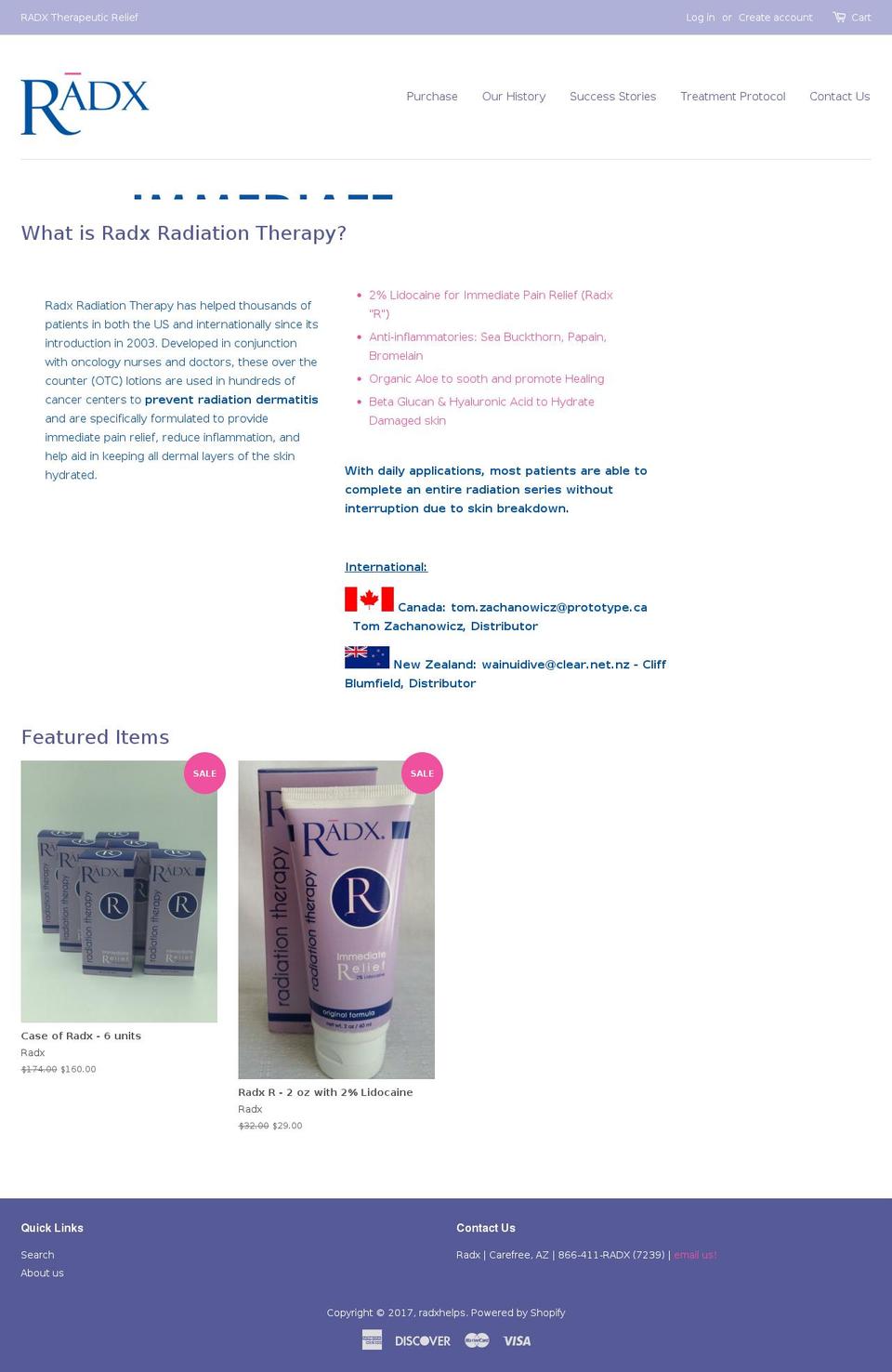radiationburntherapy.com shopify website screenshot