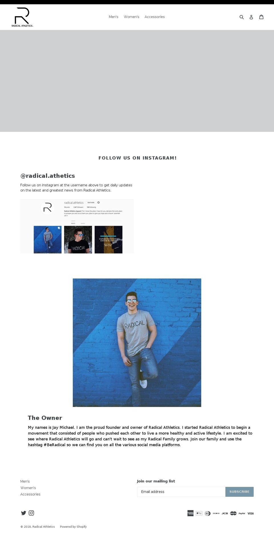 radicalathleticsapparel.com — Shopify storefront screenshot