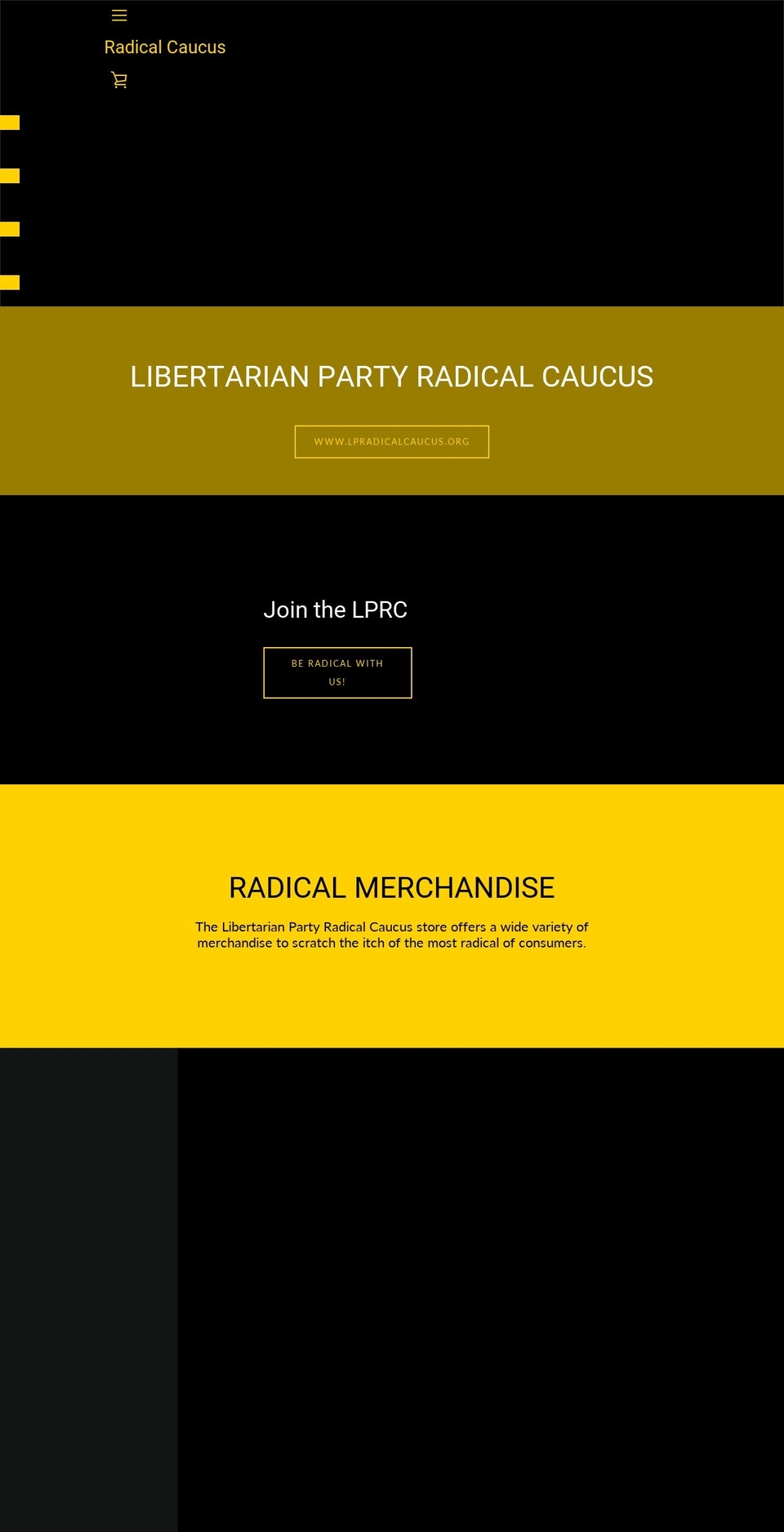 radicalcaucus.org shopify website screenshot