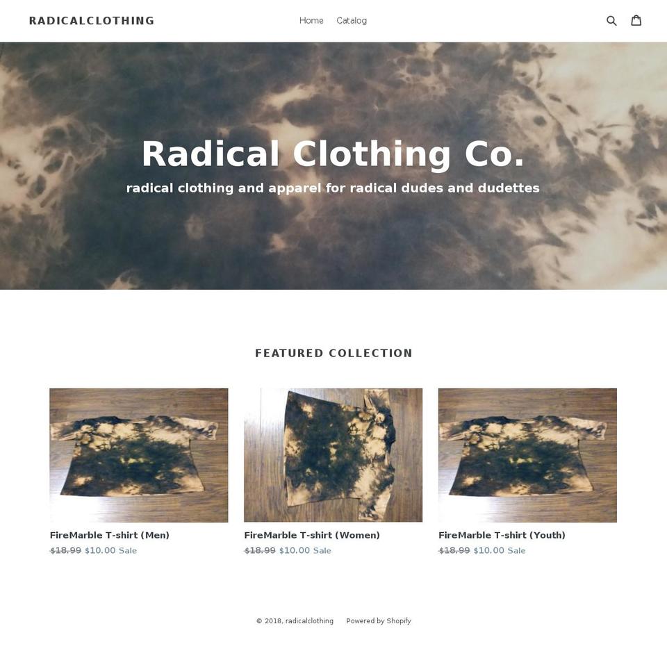 radicalclothingcompany.com — Shopify storefront screenshot