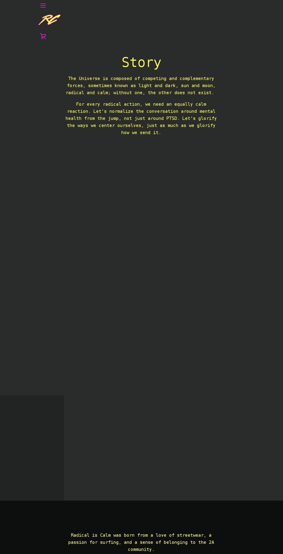 radicaliscalm.com shopify website screenshot