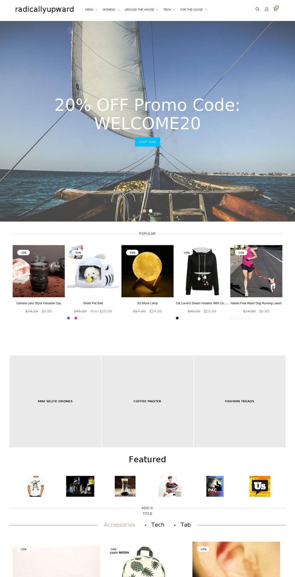 radicallyupward.com — Shopify storefront screenshot