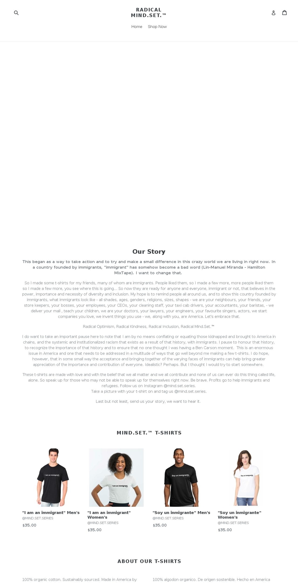 radicalmindset.org shopify website screenshot