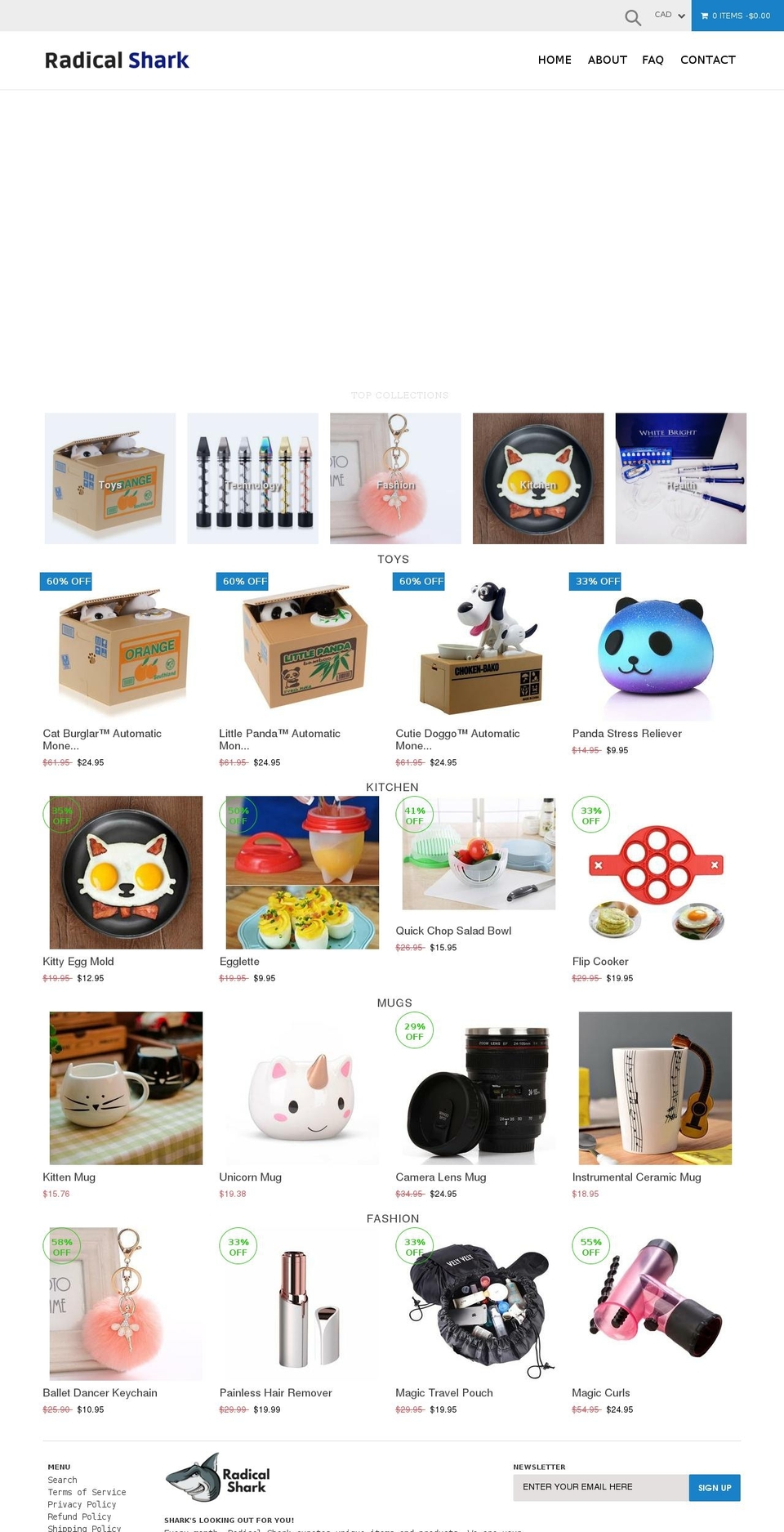 radicalshark.com — Shopify storefront screenshot