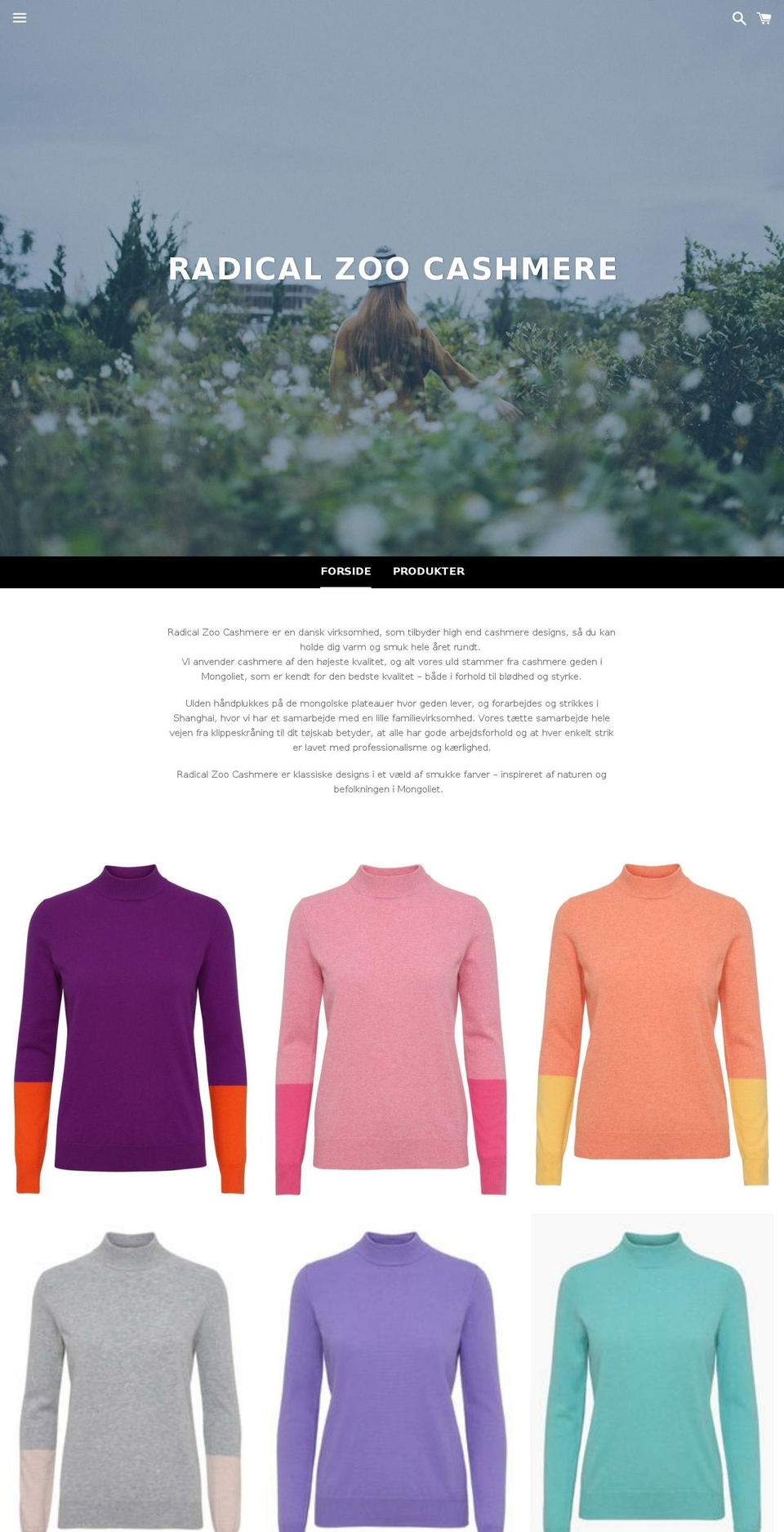 radicalzoocashmere.com — Shopify storefront screenshot
