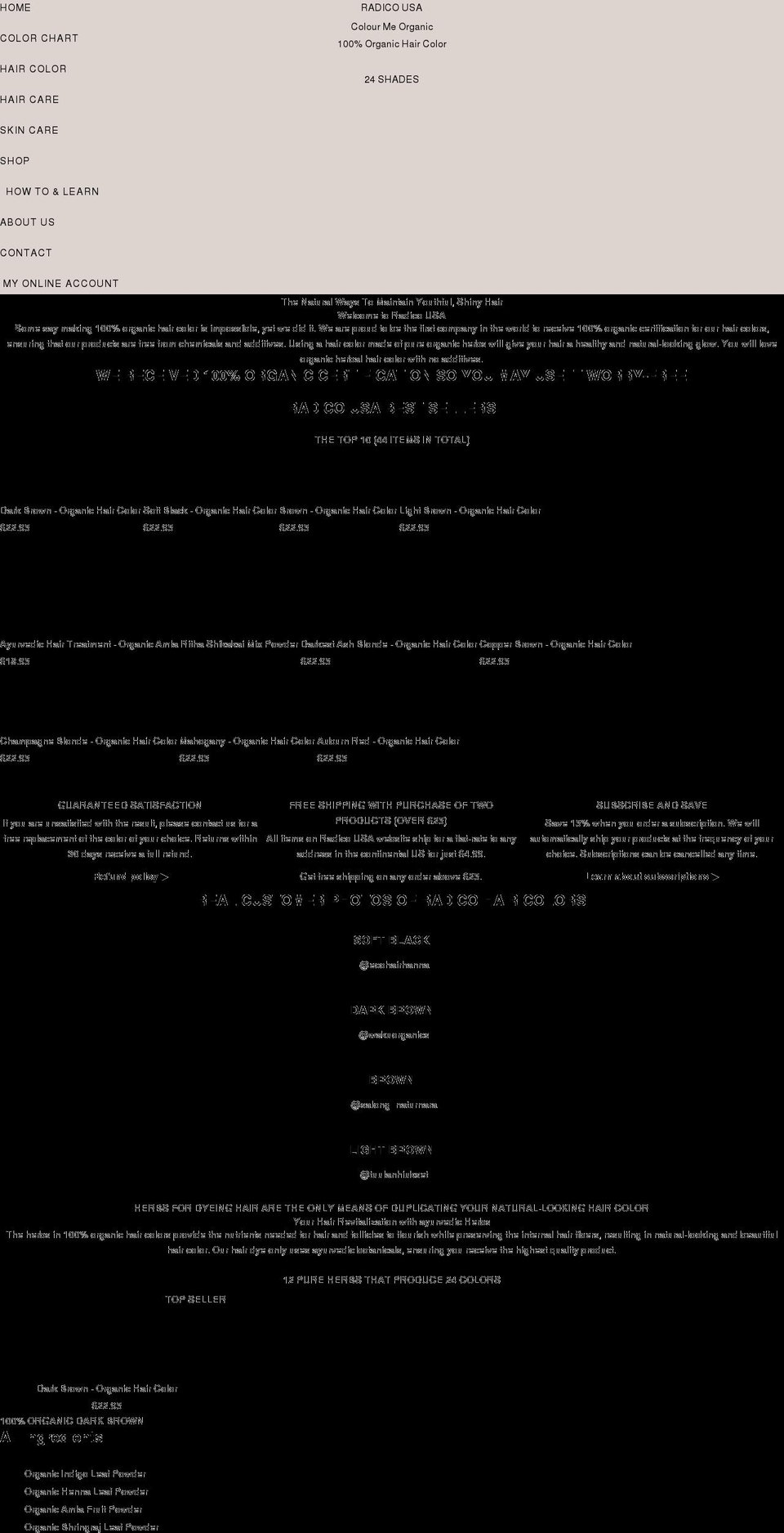 radicousa.com shopify website screenshot