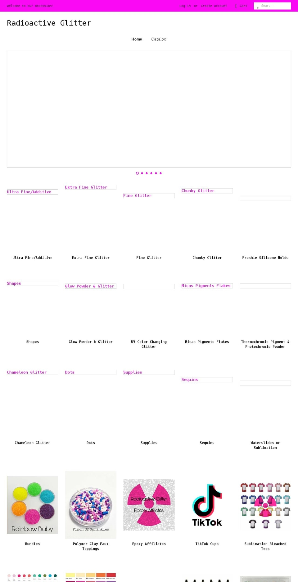radioactiveglitter.com shopify website screenshot