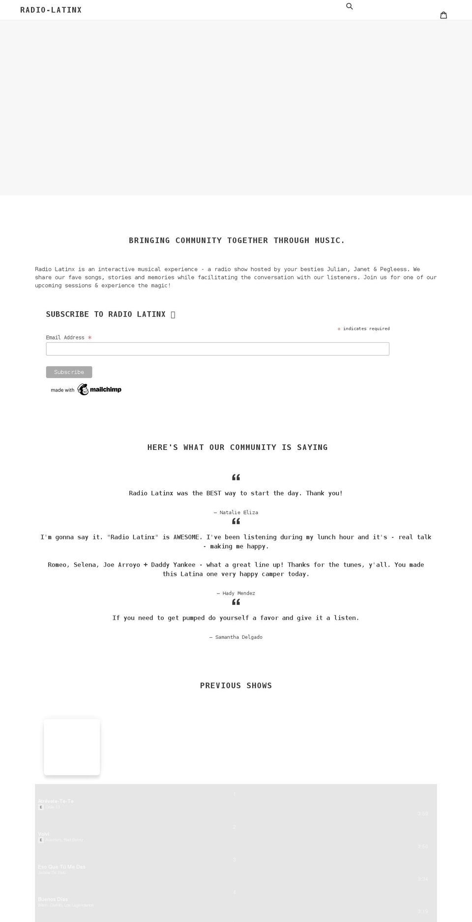 radiolatinx.com shopify website screenshot