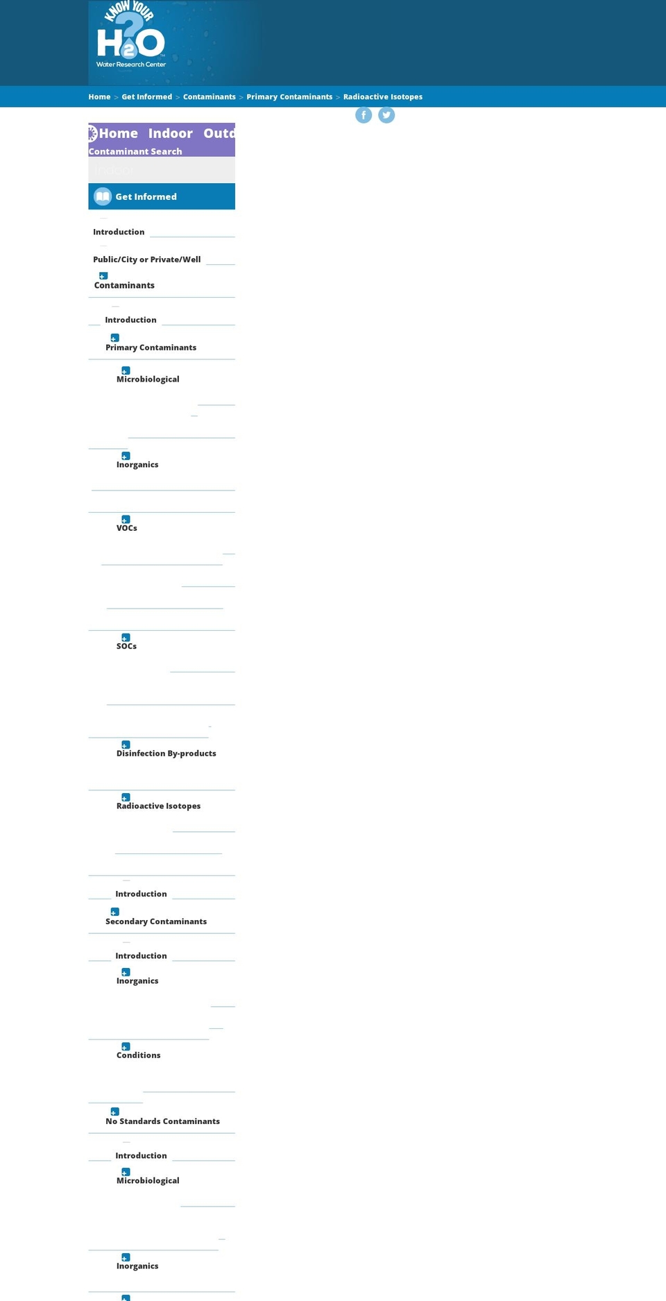 radionuclidesinwater.com — Shopify storefront screenshot