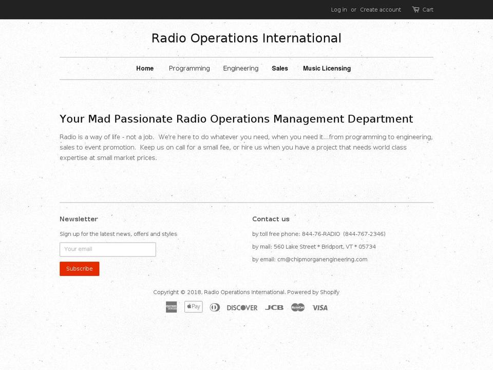 radiooperationsinternational.com — Shopify storefront screenshot