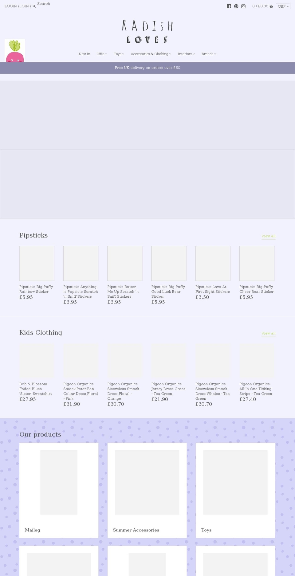 radishloves.com shopify website screenshot