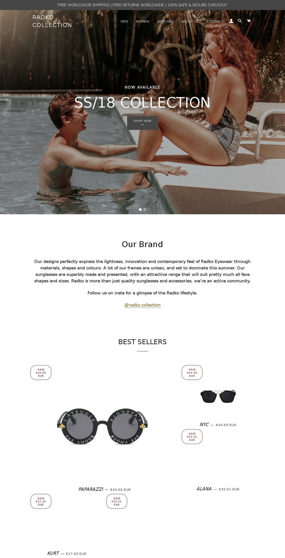 radkocollection.com shopify website screenshot