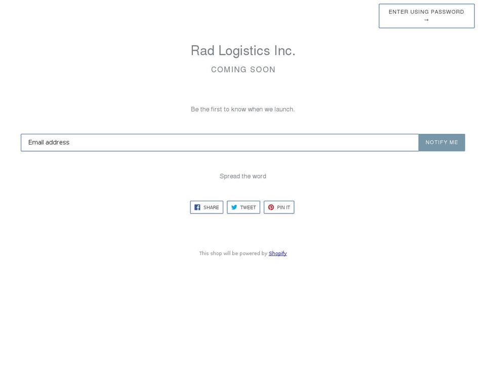 radlegistics.com — Shopify storefront screenshot