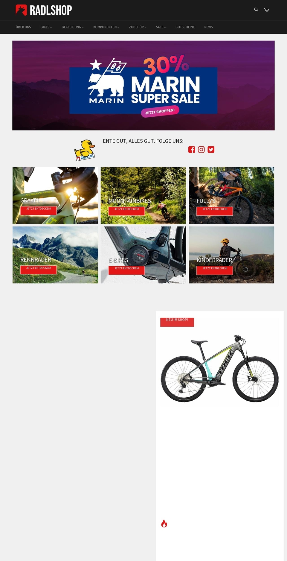 radlshop.de shopify website screenshot