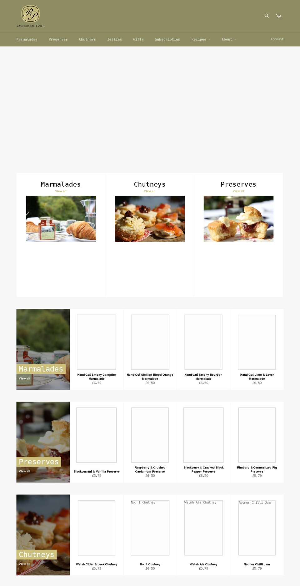 radnorpreserves.com shopify website screenshot