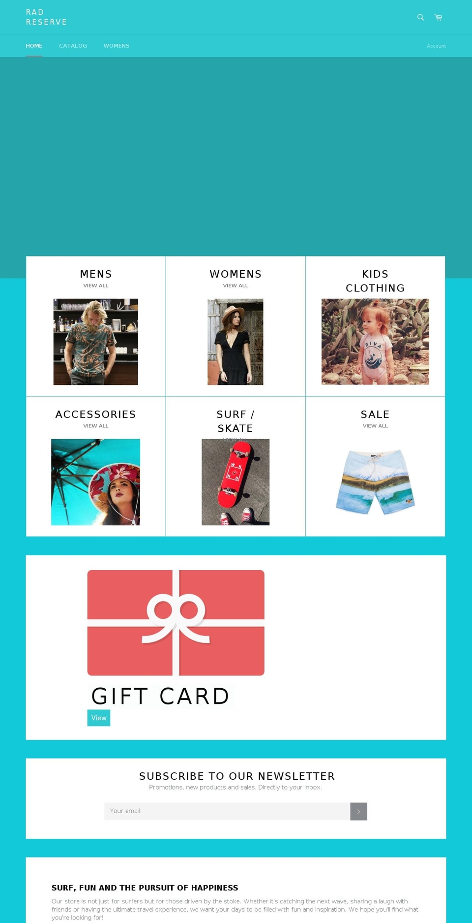 radreservesurf.com — Shopify storefront screenshot