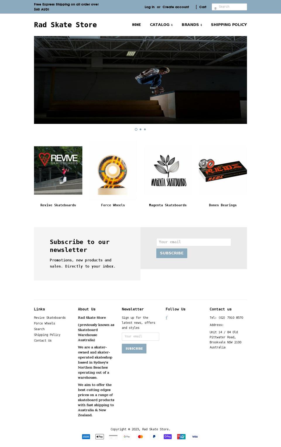 radskatestore.com shopify website screenshot
