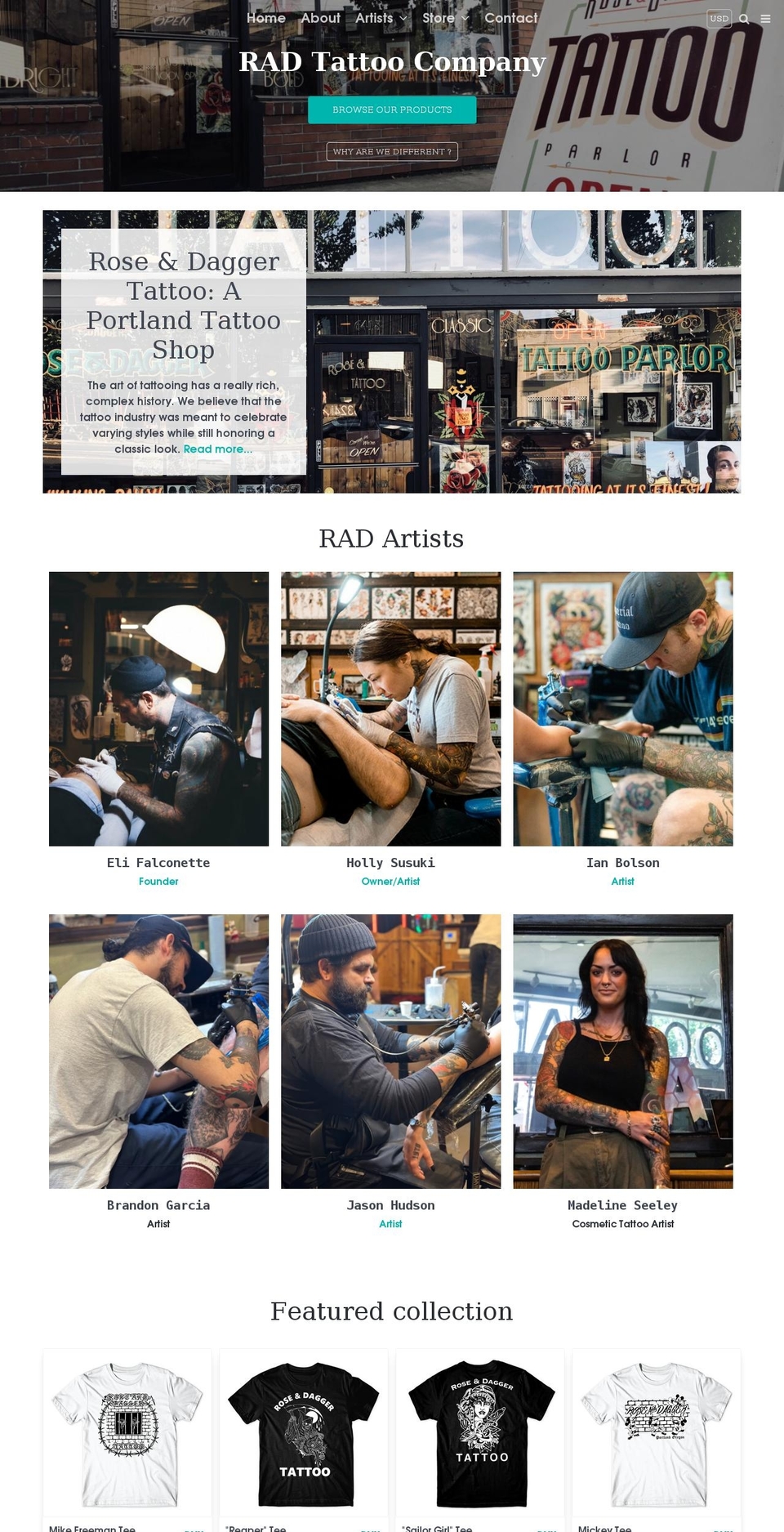 radtattoocompany.com shopify website screenshot