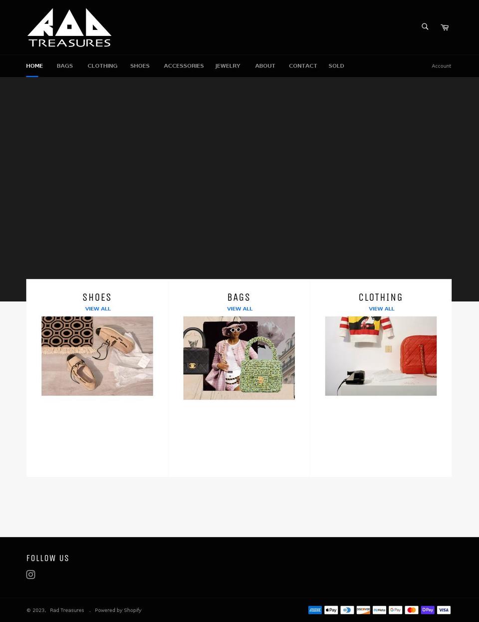 radtreasures.com shopify website screenshot