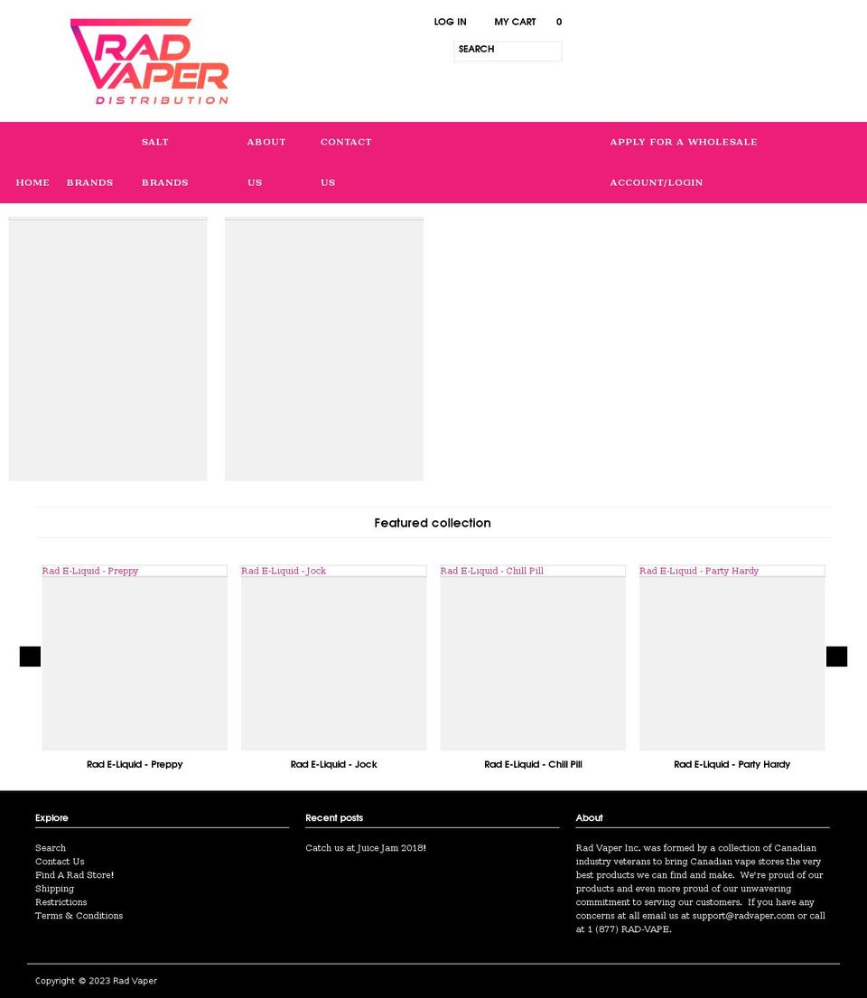 radvaper.com shopify website screenshot