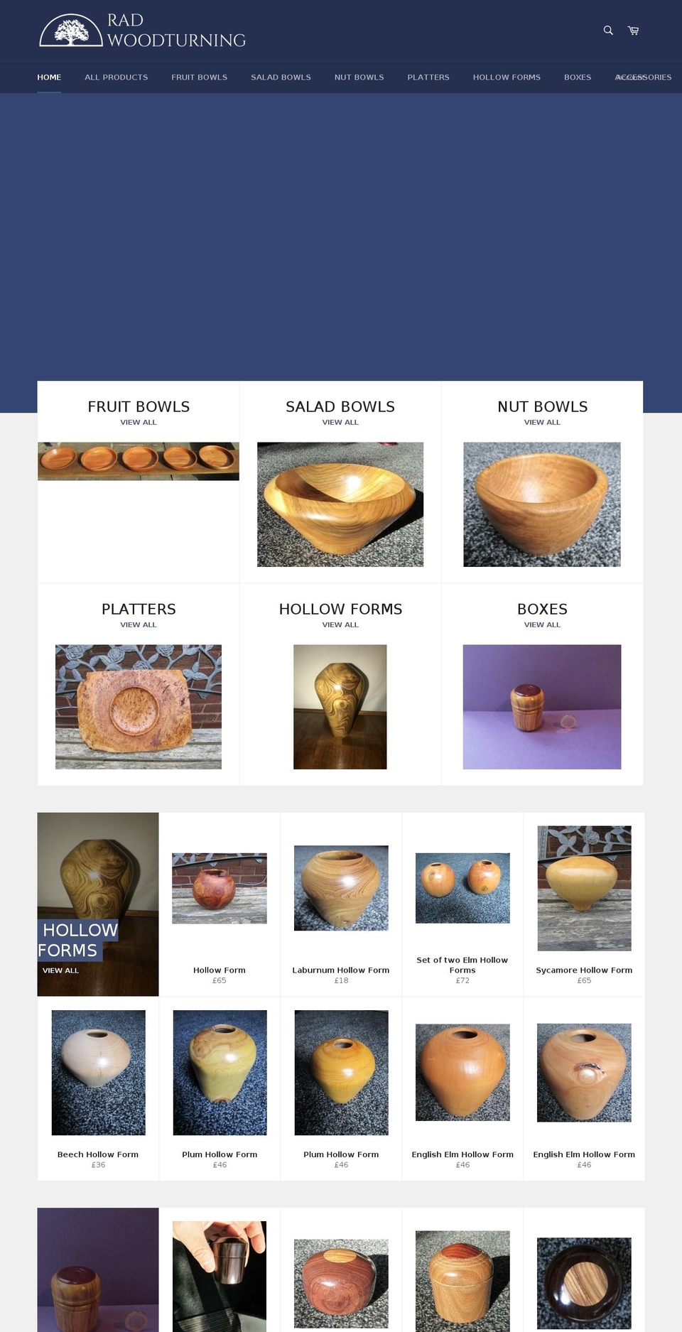 radwoodturning.com shopify website screenshot