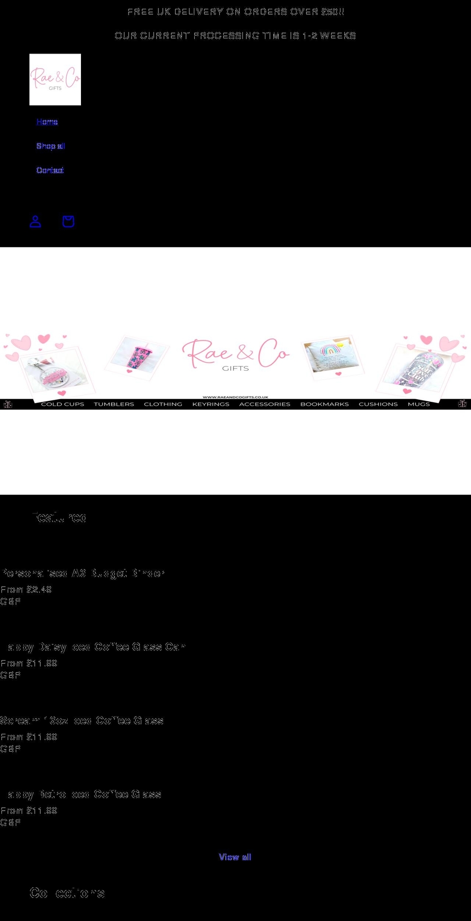 raeandcogifts.com shopify website screenshot