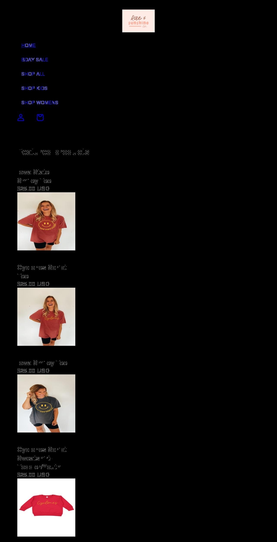 raeandsunshine.com shopify website screenshot