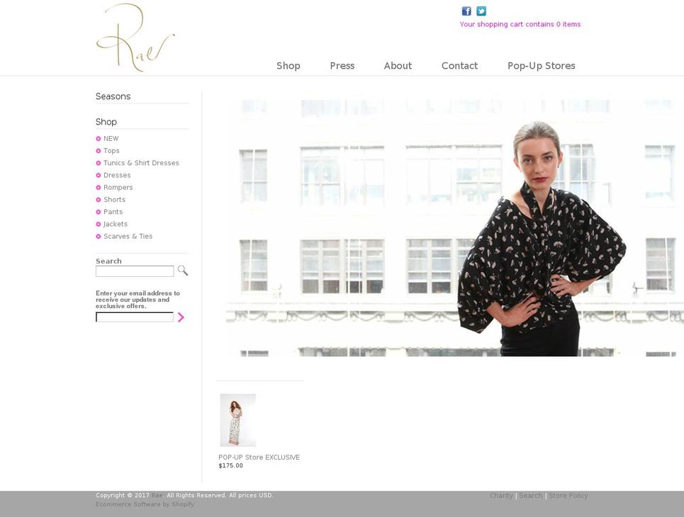 raecollections.com shopify website screenshot