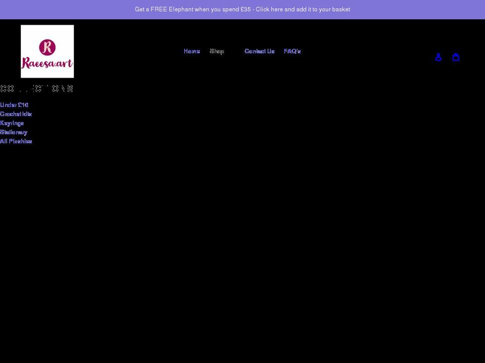 raeesa-art.myshopify.com shopify website screenshot