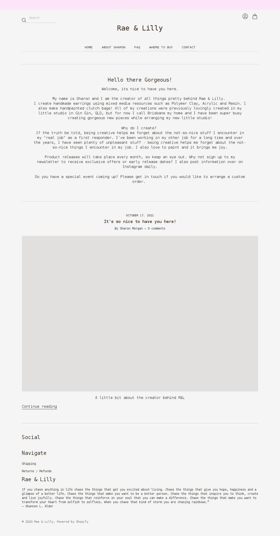 raelilly.com shopify website screenshot