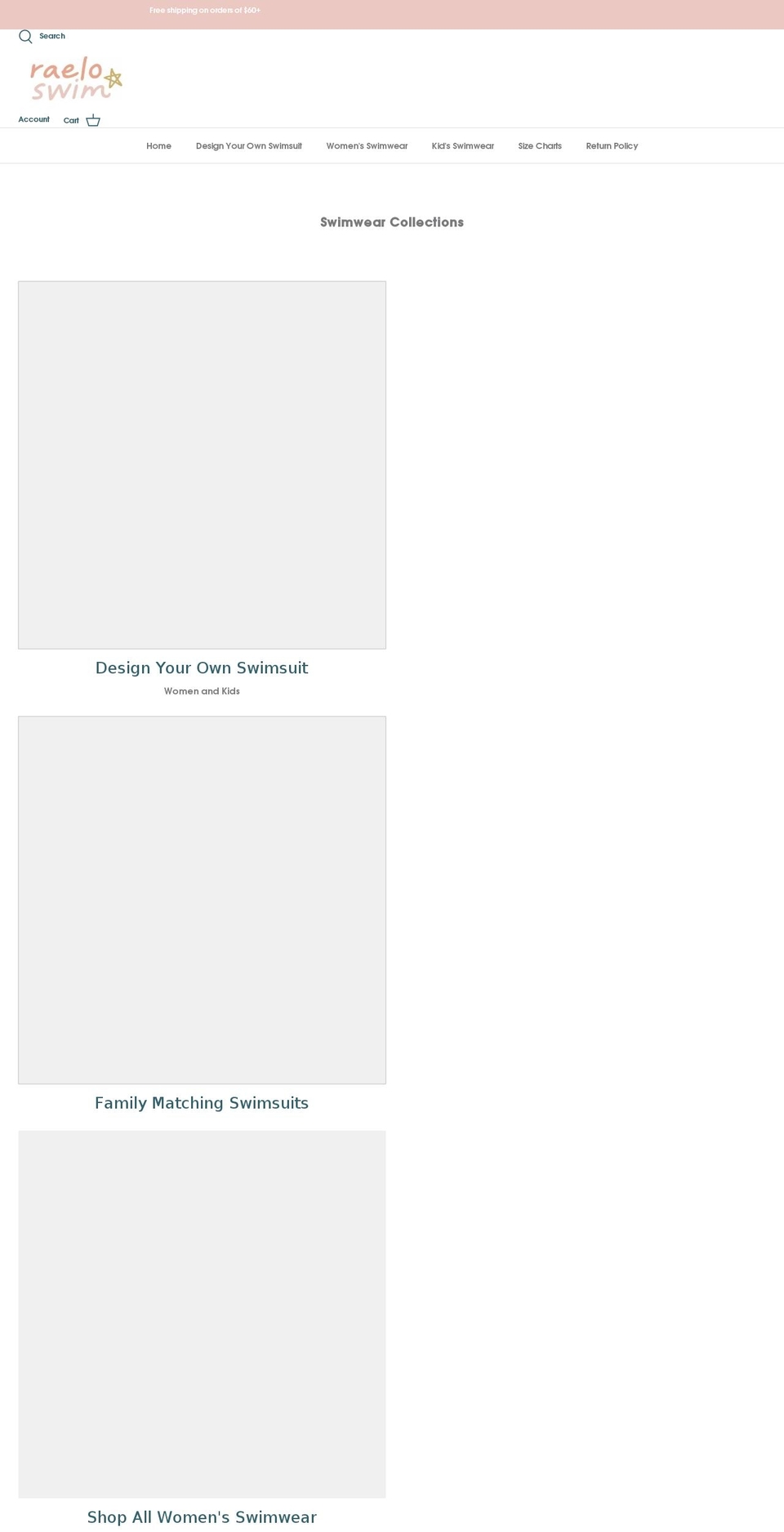 raeloswim.com shopify website screenshot