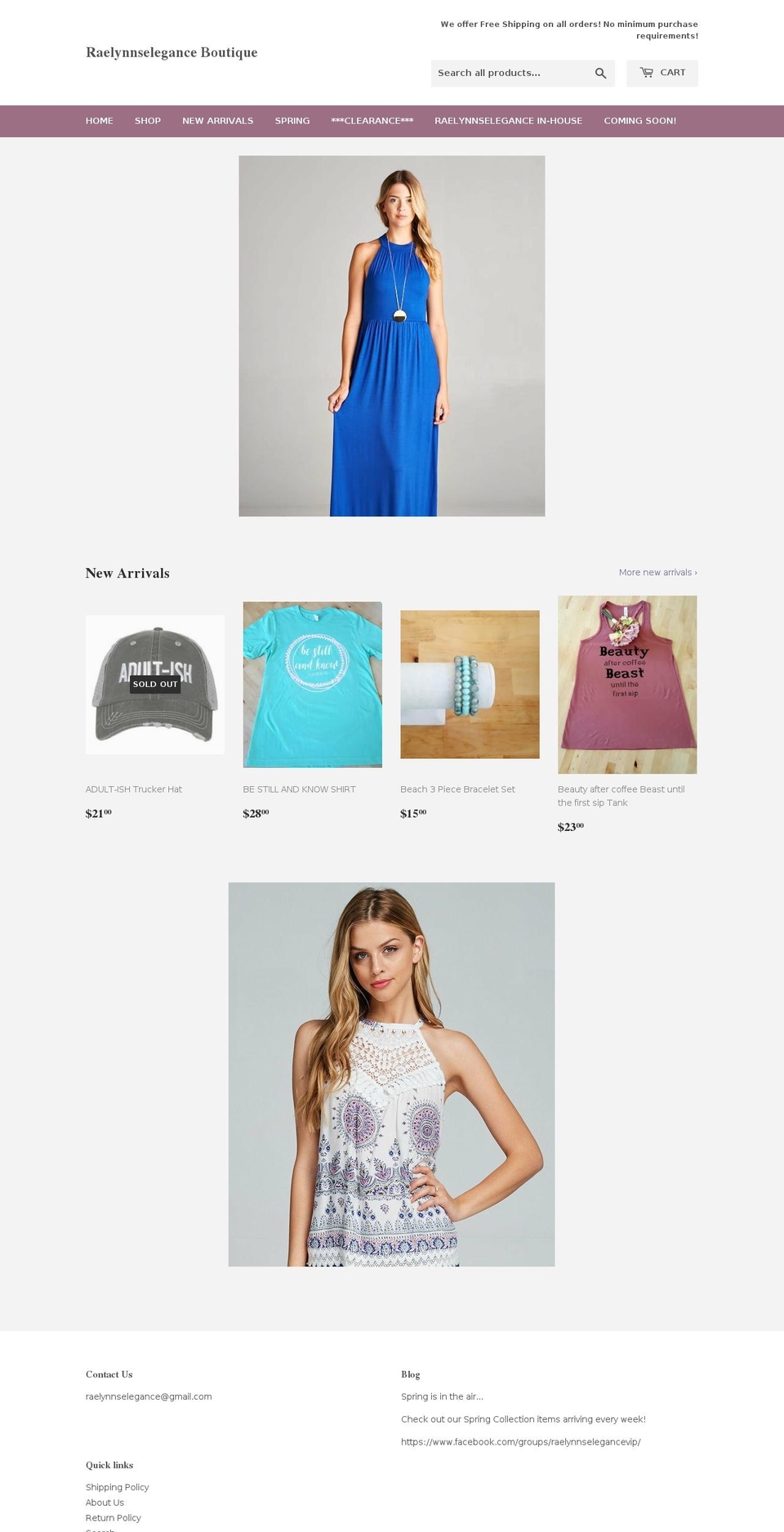 raelynnselegance.com shopify website screenshot