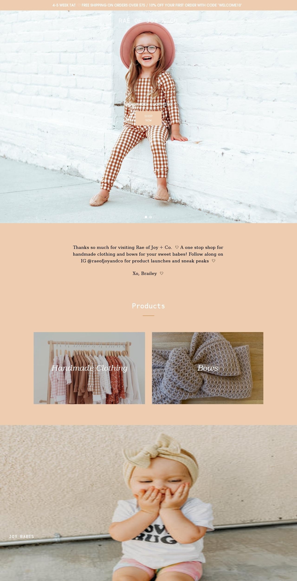 raeofjoyandco.com shopify website screenshot