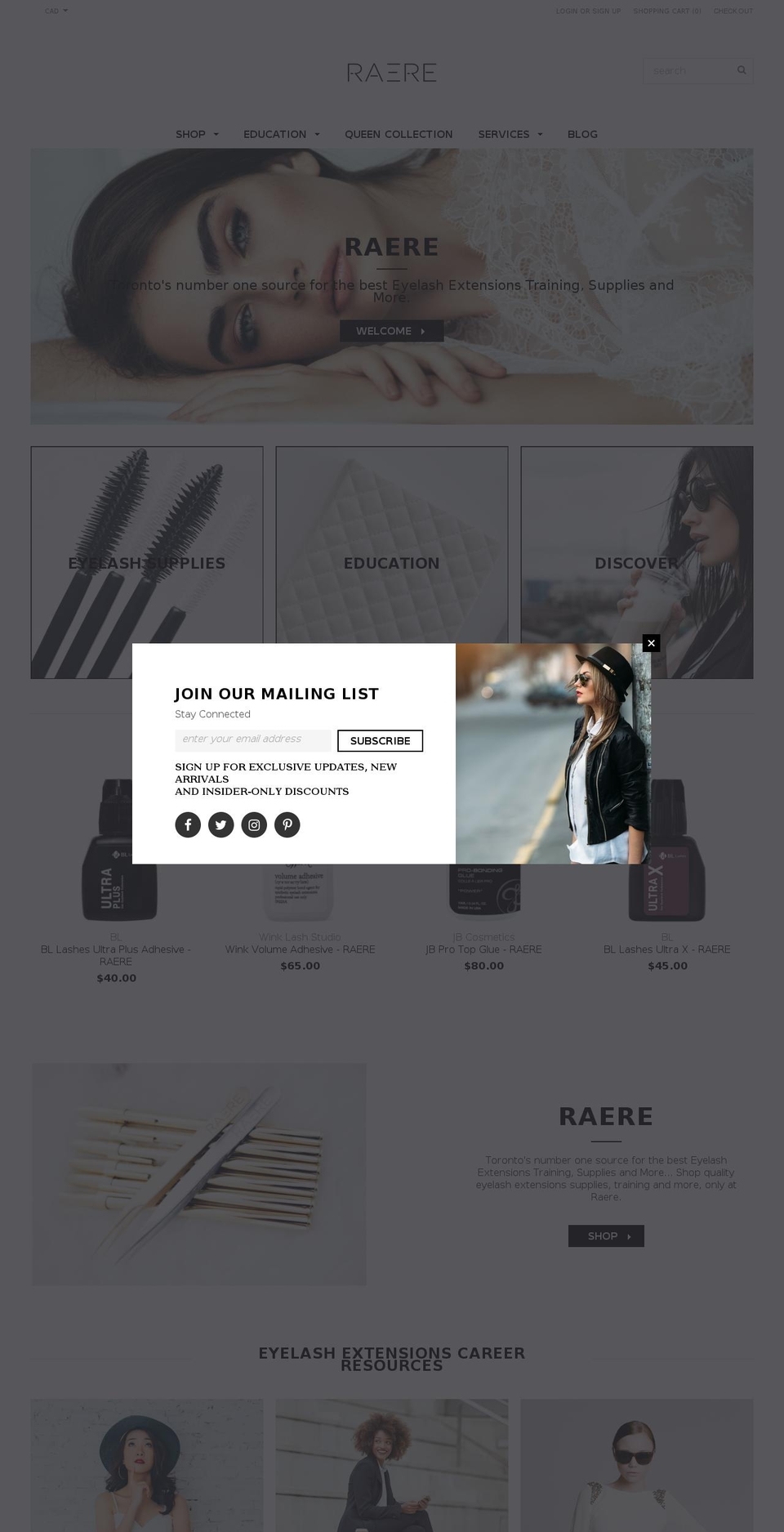 raere.com — Shopify storefront screenshot
