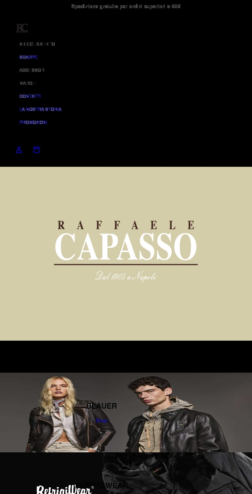 raffaelecapassostore.com shopify website screenshot