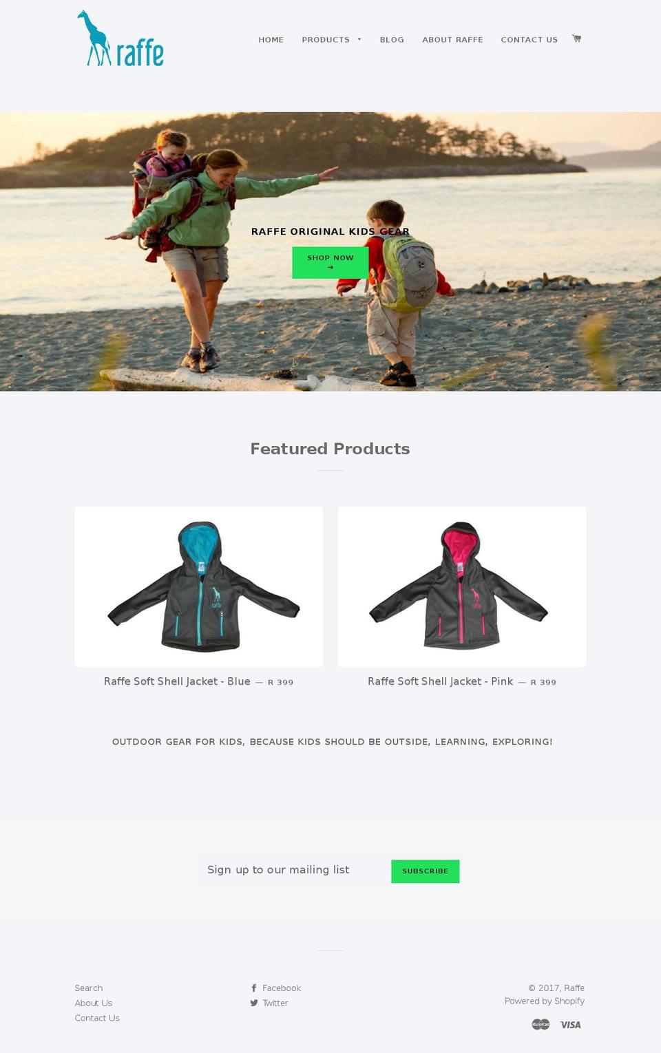 raffegear.com shopify website screenshot