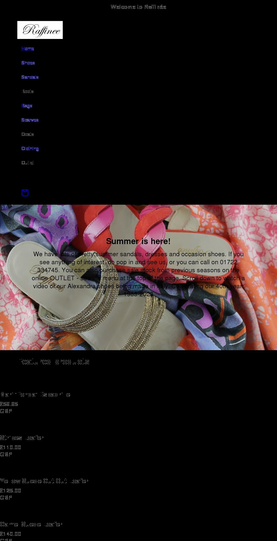 raffineeshoes.co.uk shopify website screenshot