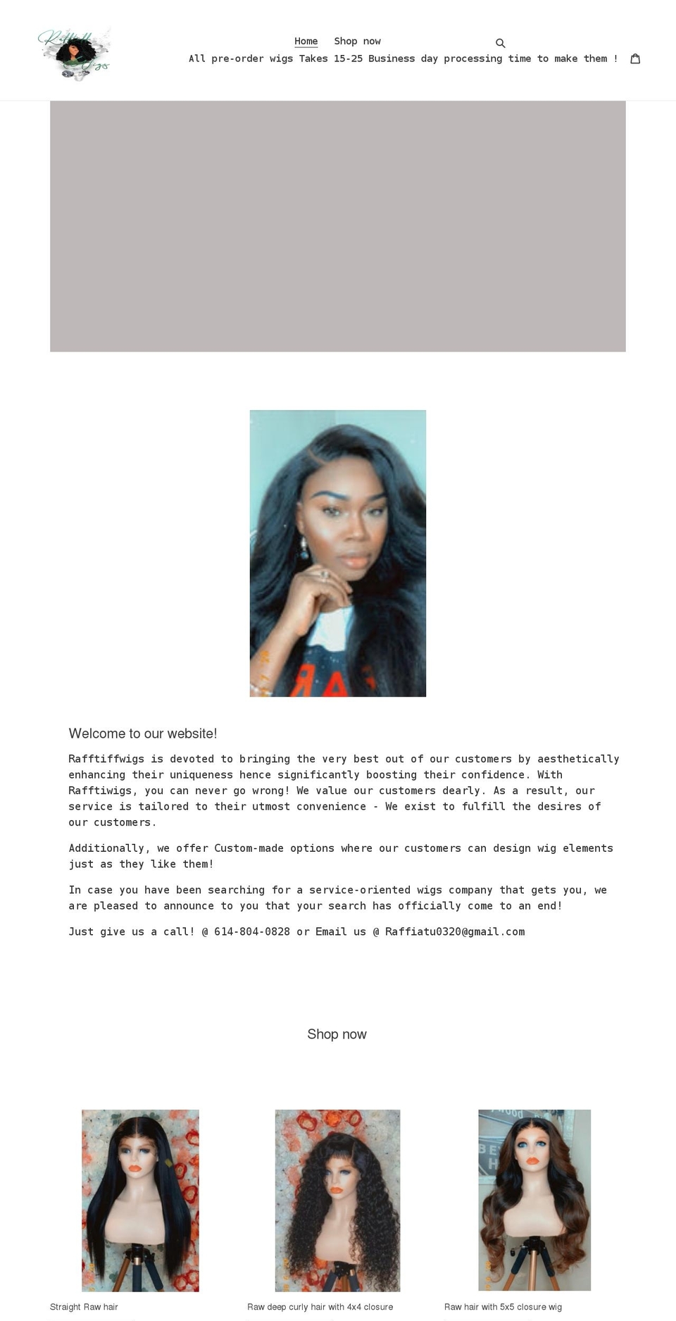 rafftiffwigs.com shopify website screenshot
