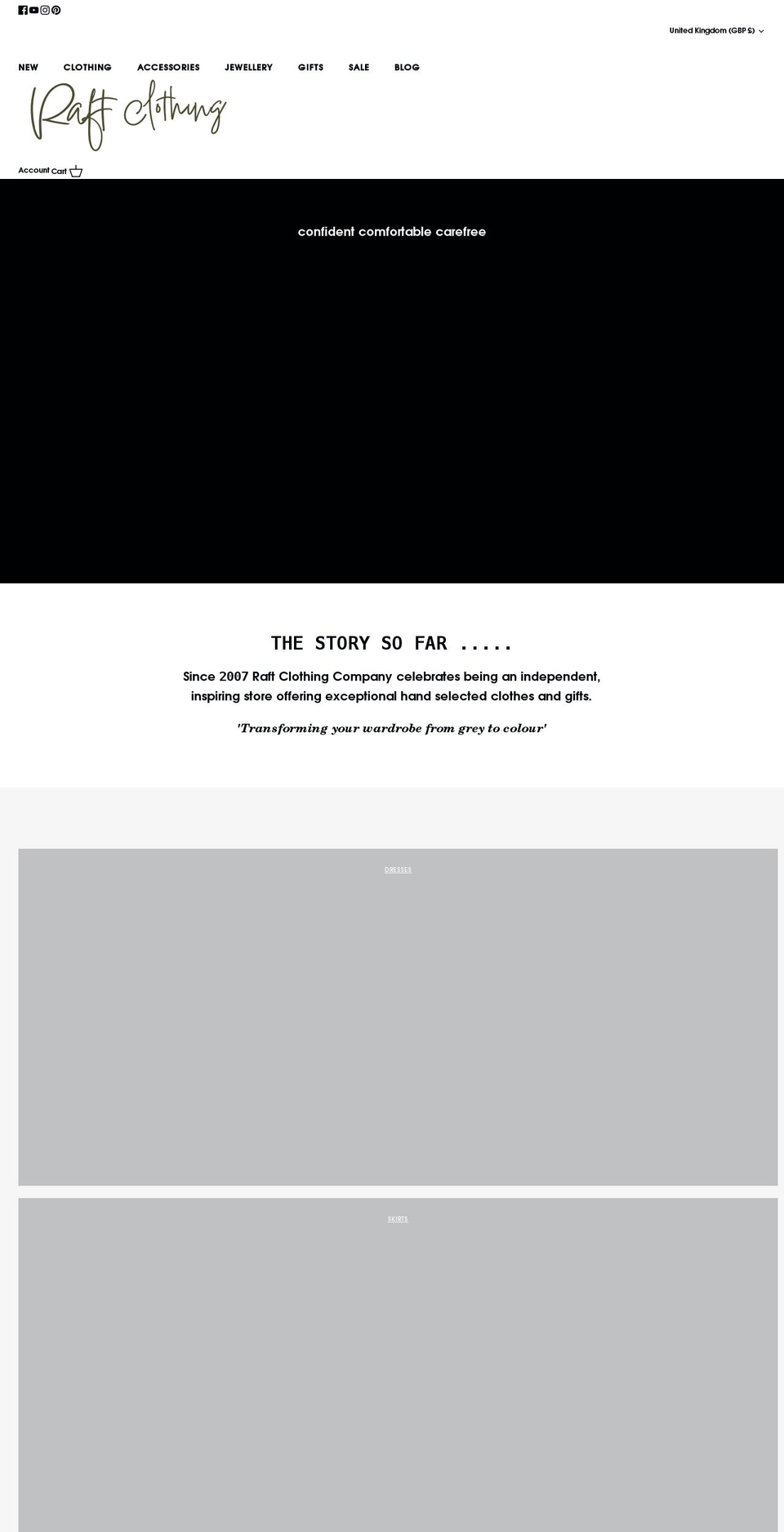 raftclothing.co.uk shopify website screenshot