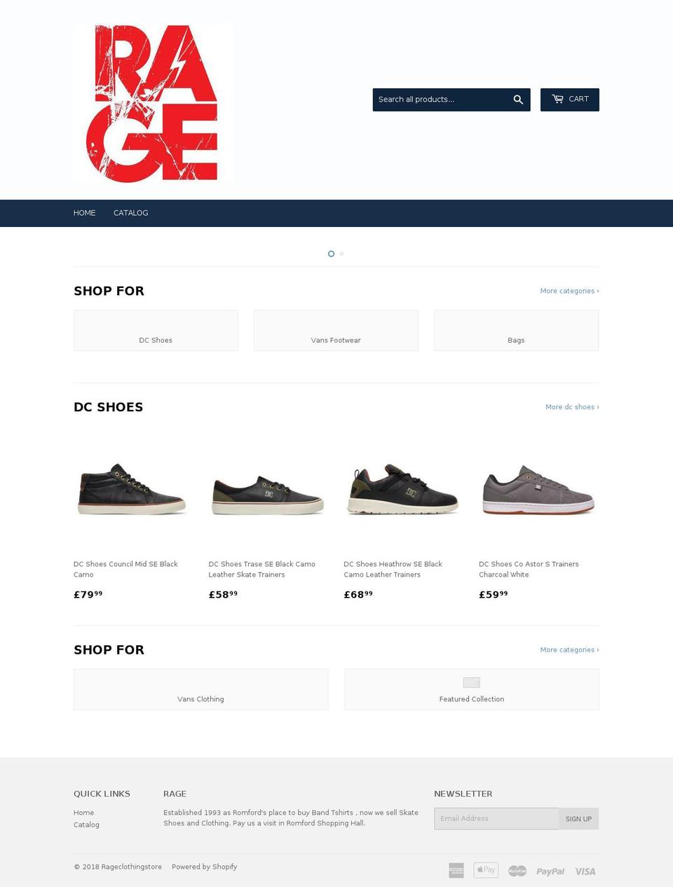 rageclothingstore.com — Shopify storefront screenshot